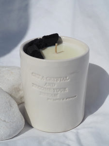 LOVE & STONES - Small Heal White Ceramic Candle 20316