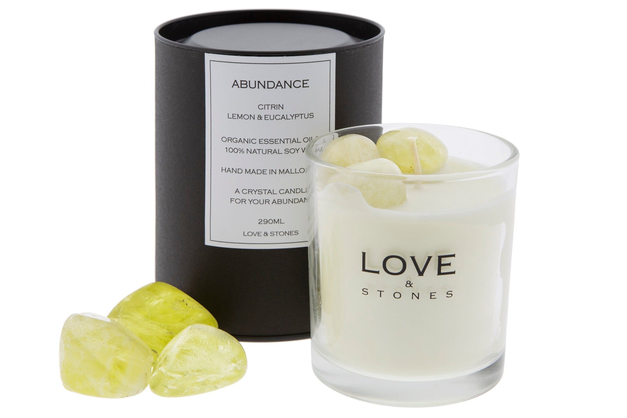 LOVE & STONES - Glass Abundance Citrin Scented Candle 20148