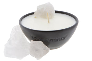LOVE & STONES - Mini Raw Energy Crystal Quartz Black Ceramic Candle 20204