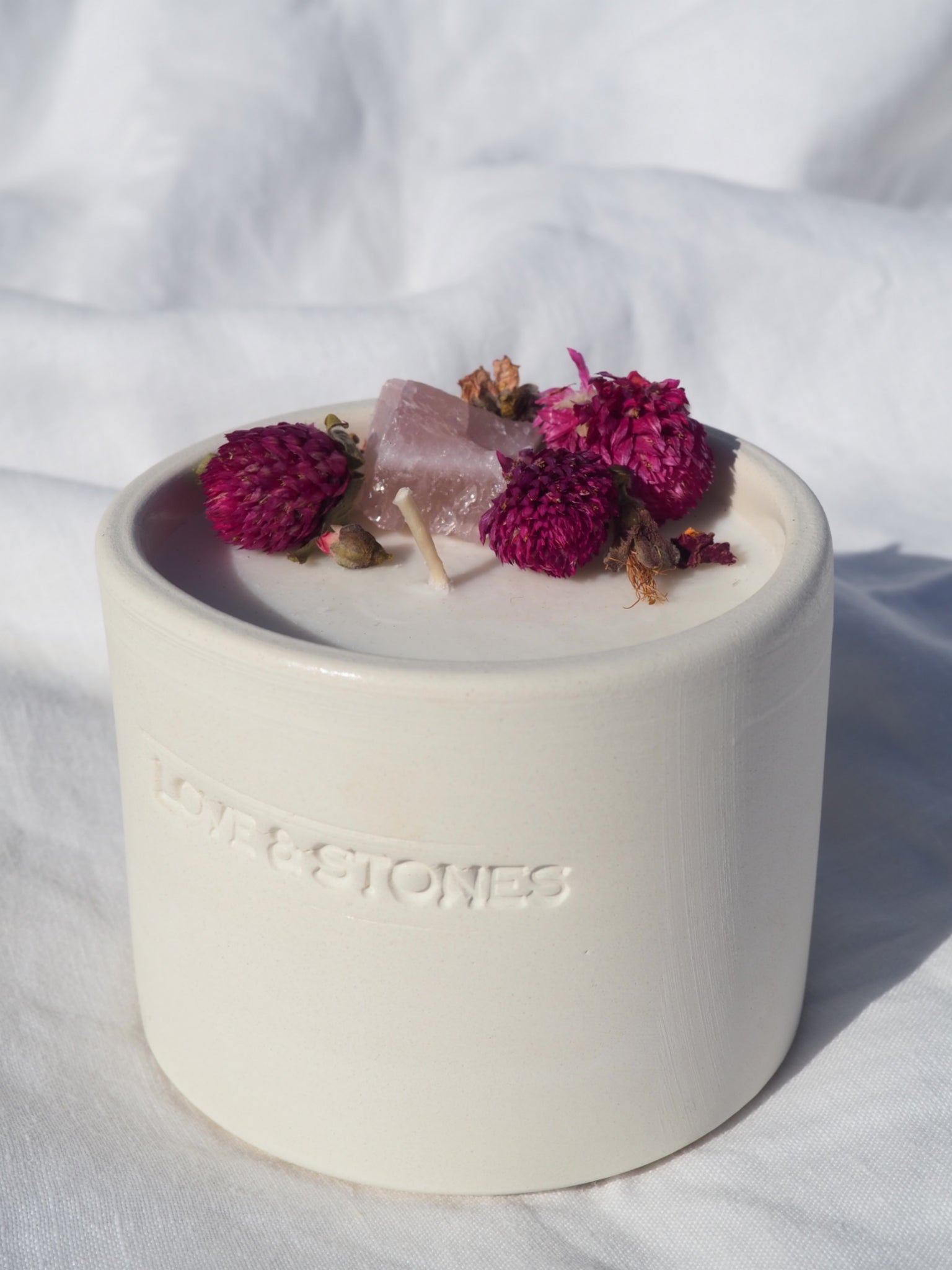 LOVE & STONES - Tiny Forever White Ceramic Candle 20320